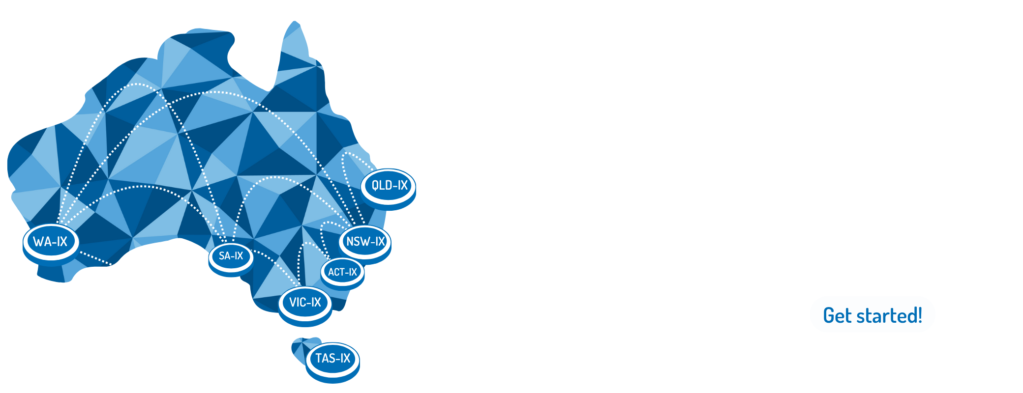 Image of Australia showing IAA's network across australia and the offer of 12 months free on your first 10Gbps port in each state.