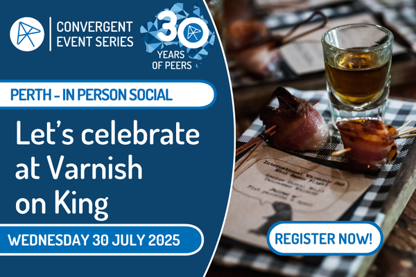 IAA Convergent event poster featuring logo